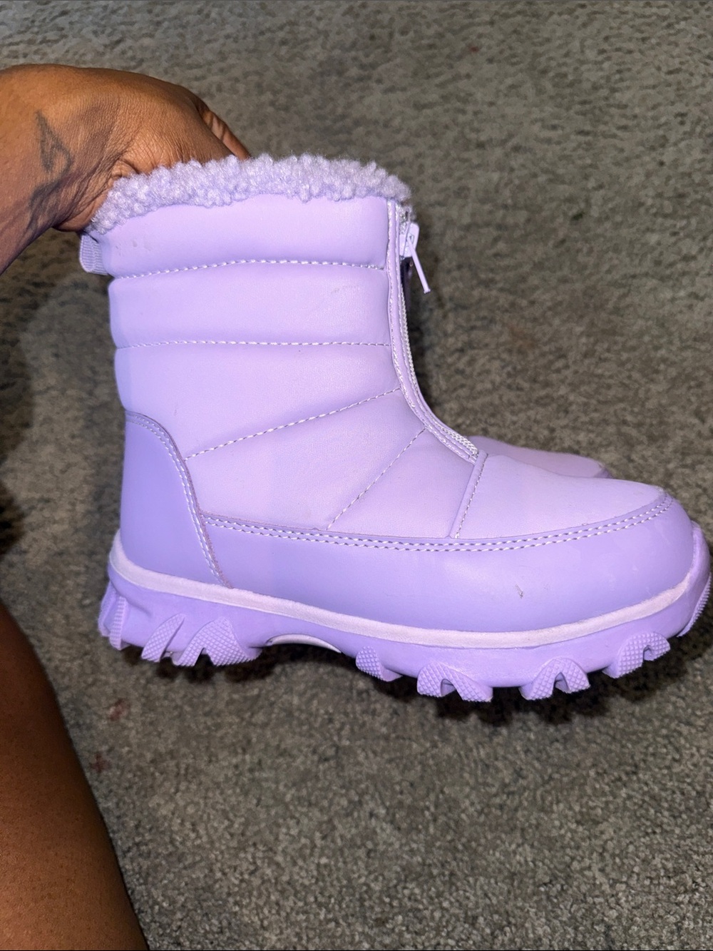 3M Thinsulate Kids Lilac Snow Boots with Plush Cuff